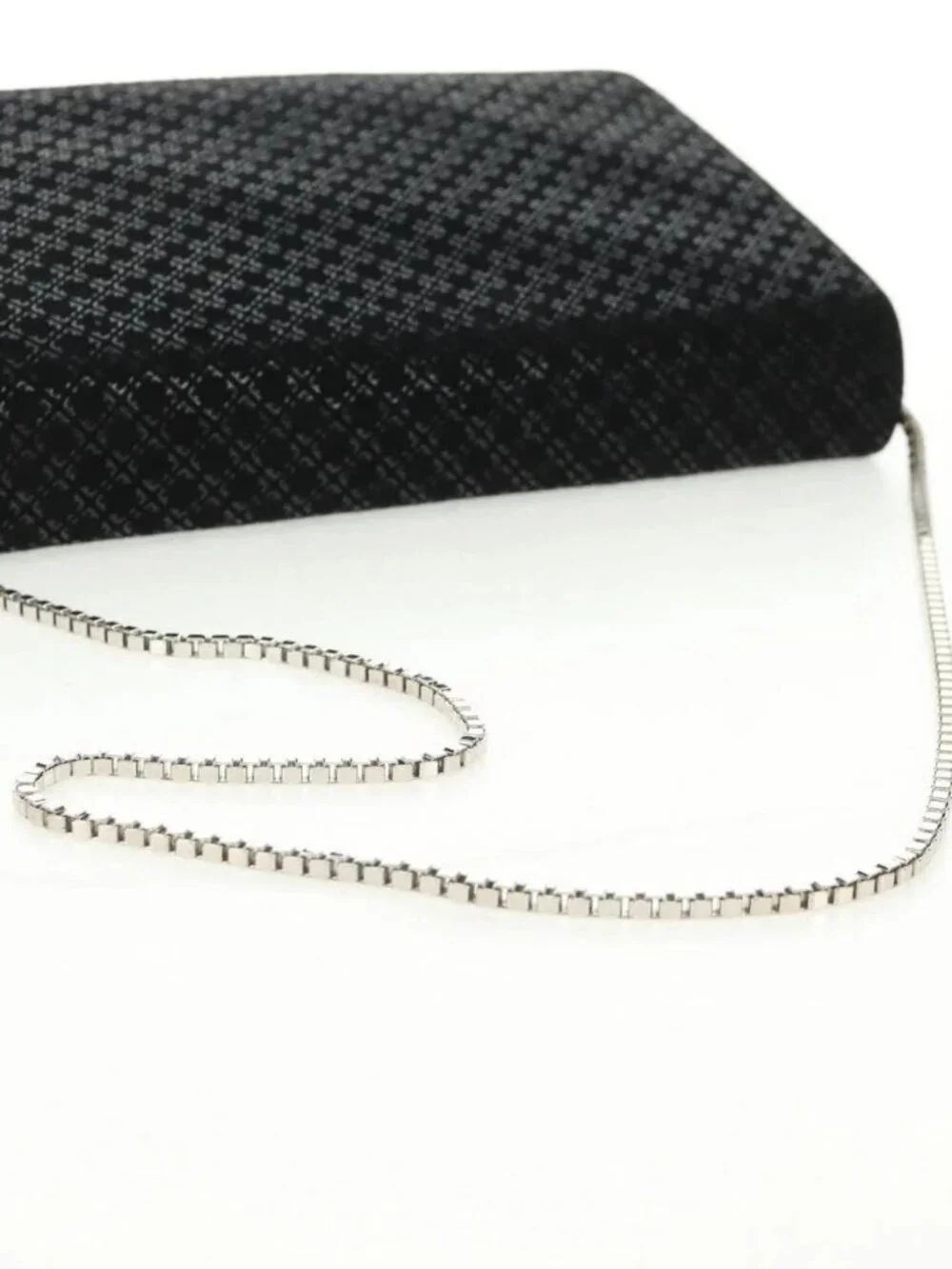 Salvatore Ferragamo Chain Shoulder Bag Suede Black Silver Auth 154248V